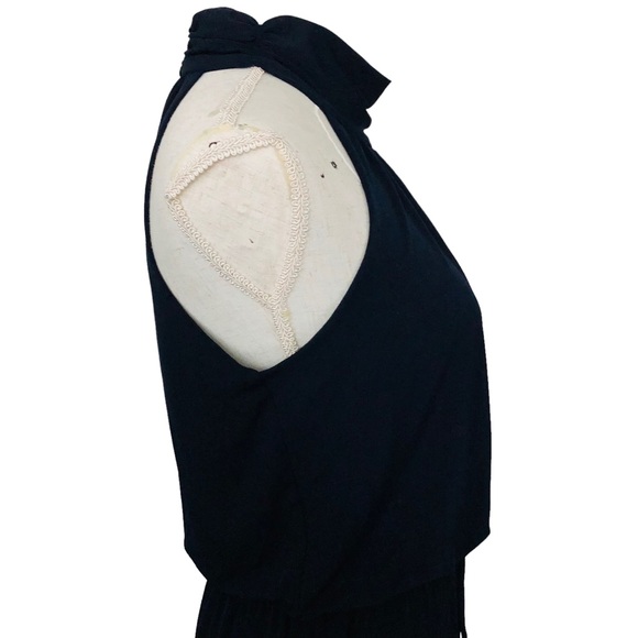 ENFOCUS STUDIO Navy Blue Sleeveless Halter Elastic Tie Waist Stretch Jumpsuit 6 - Picture 8 of 11